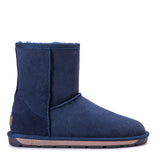 Navy Auzland Premium Short Classic Australian Made UGG Boots for women, featuring soft sheepskin and durable rubber soles.