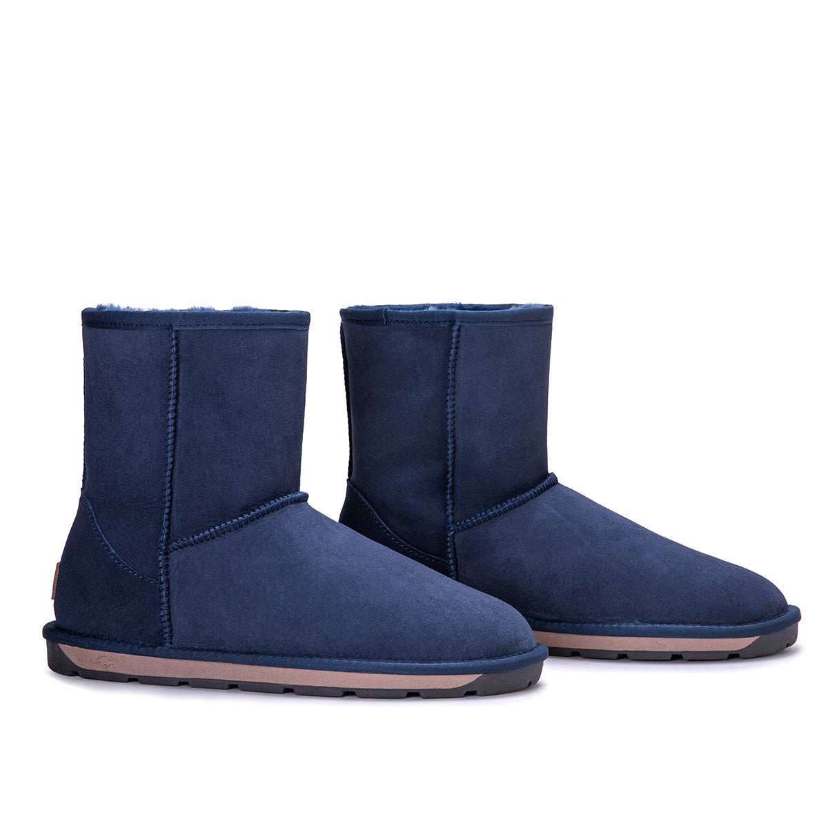 Navy Auzland Premium Short Classic Australian Made UGG Boots for women, showing cosy sheepskin lining and durable suede exterior.