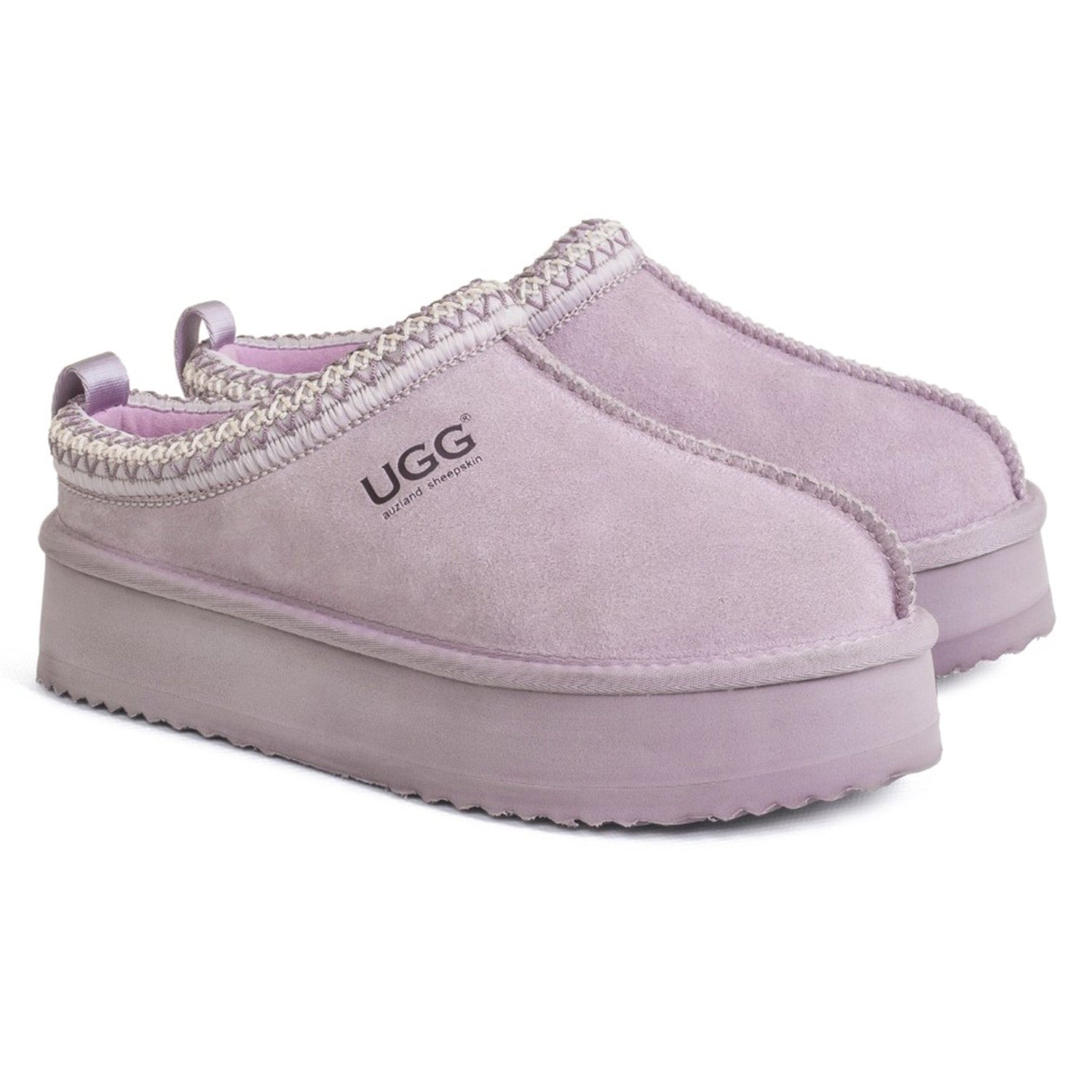 Auzland Mackenzie Platform UGG slippers featuring plush lining and a thick platform sole, ideal for comfortable indoor wear.