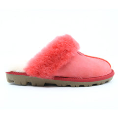 Red UGG Scuff slippers for women by Auzland featuring soft plush material and slip-on design, perfect for indoor comfort.