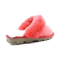 Red UGG Scuff slippers for women by Auzland, featuring soft plush interior and comfortable slip-on design.