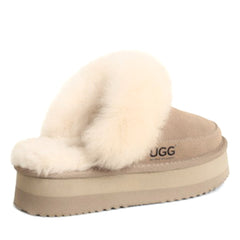 Auzland Classic Platform UGG Slippers with soft scuff design and cosy plush interior for comfortable indoor wear