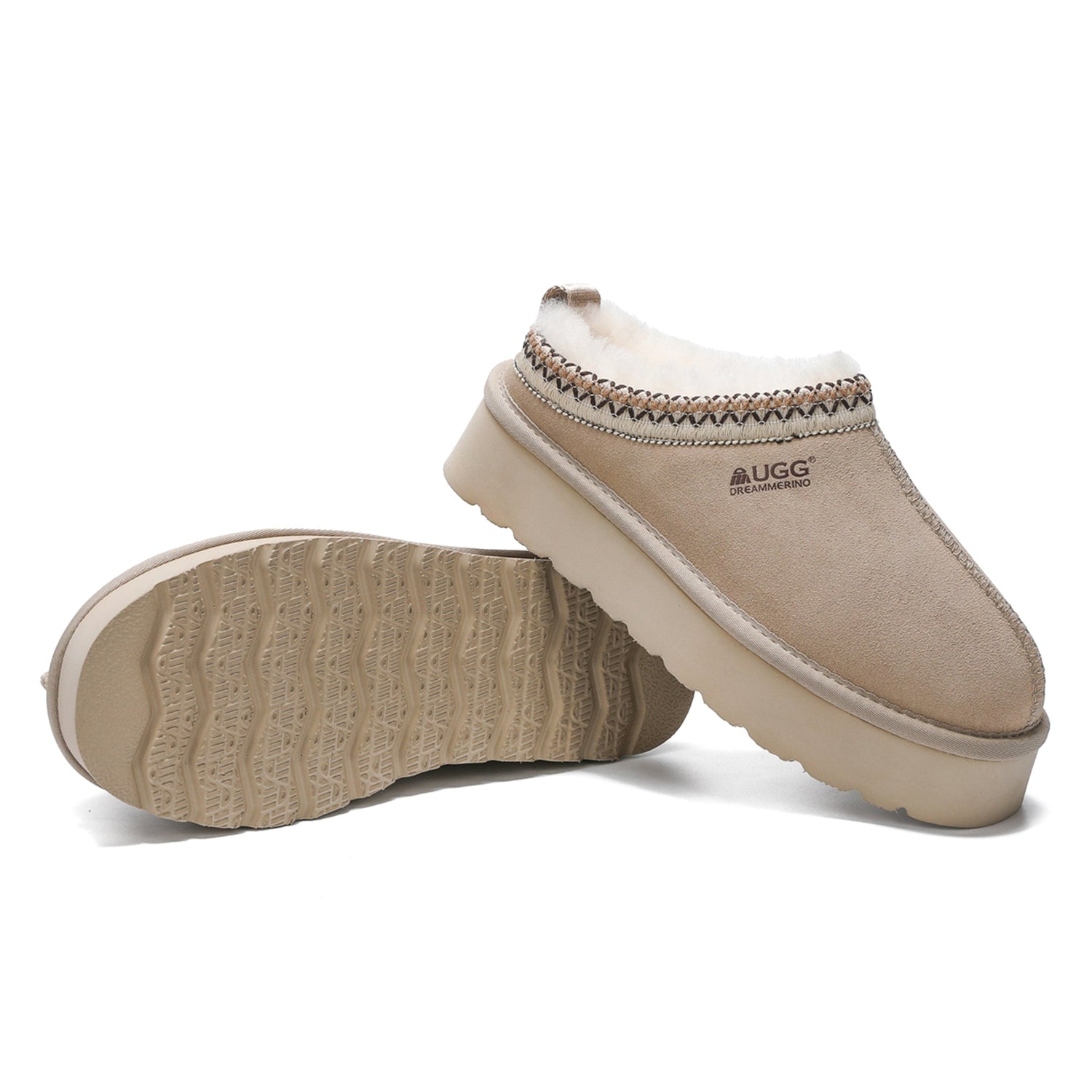 Auzland UGG Merino Tassy Platform Slippers with plush lining and platform sole, designed for comfort and style.