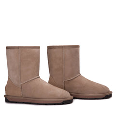 A pair of premium classic Australian-made UGG boots for women by Auzland, featuring soft suede exterior and plush sheepskin lining.
