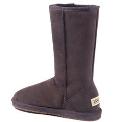 Auzland premium tall classic UGG boots in chocolate brown with sheepskin lining, stylish knee-high footwear for women.