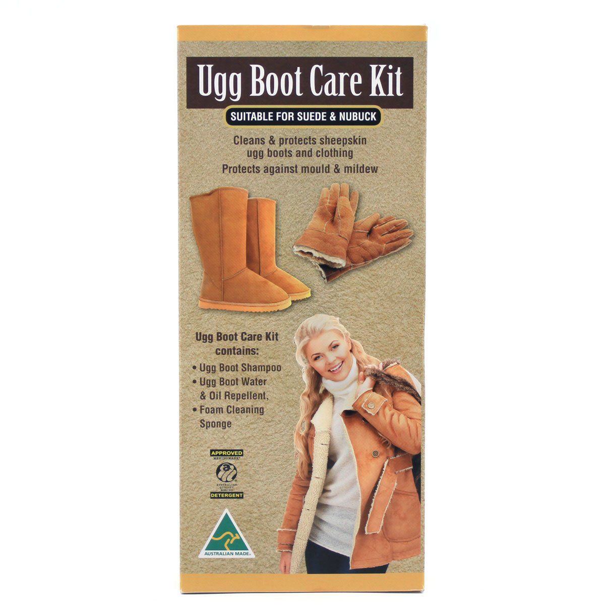 Tantech UGG Boot Care Kit with cleaning brush, conditioner, and accessories for maintaining UGG boots.