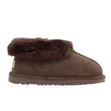 Auzland UGG Classic Ankle Slipper in chocolate brown, cosy shoes with soft sheepskin lining and slip-on design.