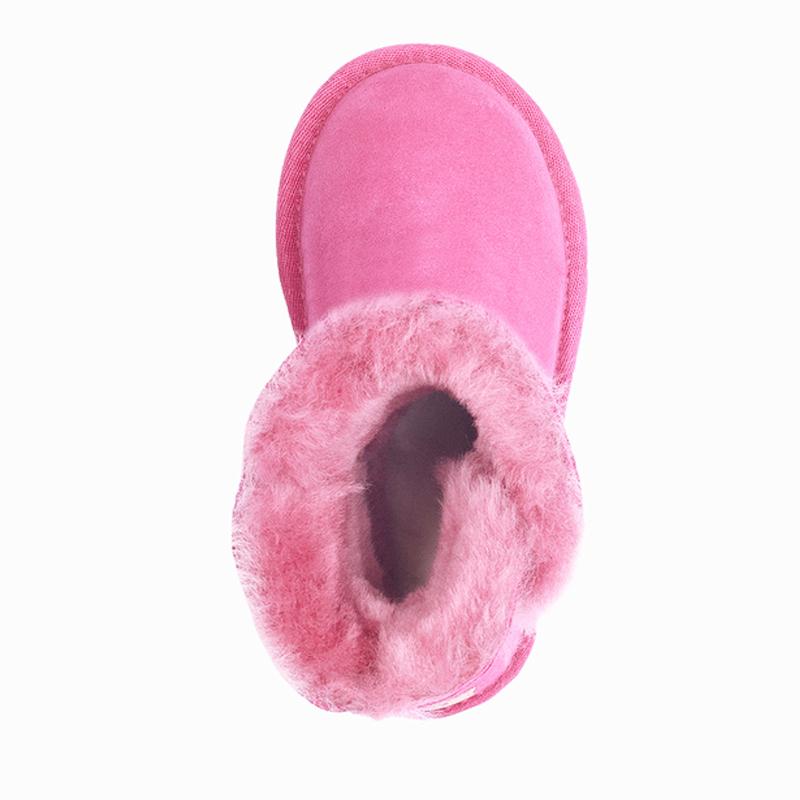 A pair of Auzland kids' UGG boots with one button detail, featuring soft suede material and cosy lining for children.