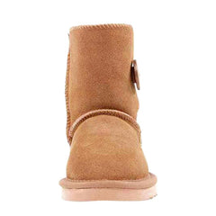 A pair of Auzland kids' UGG boots with a single button detail, featuring soft, cosy material perfect for young children.