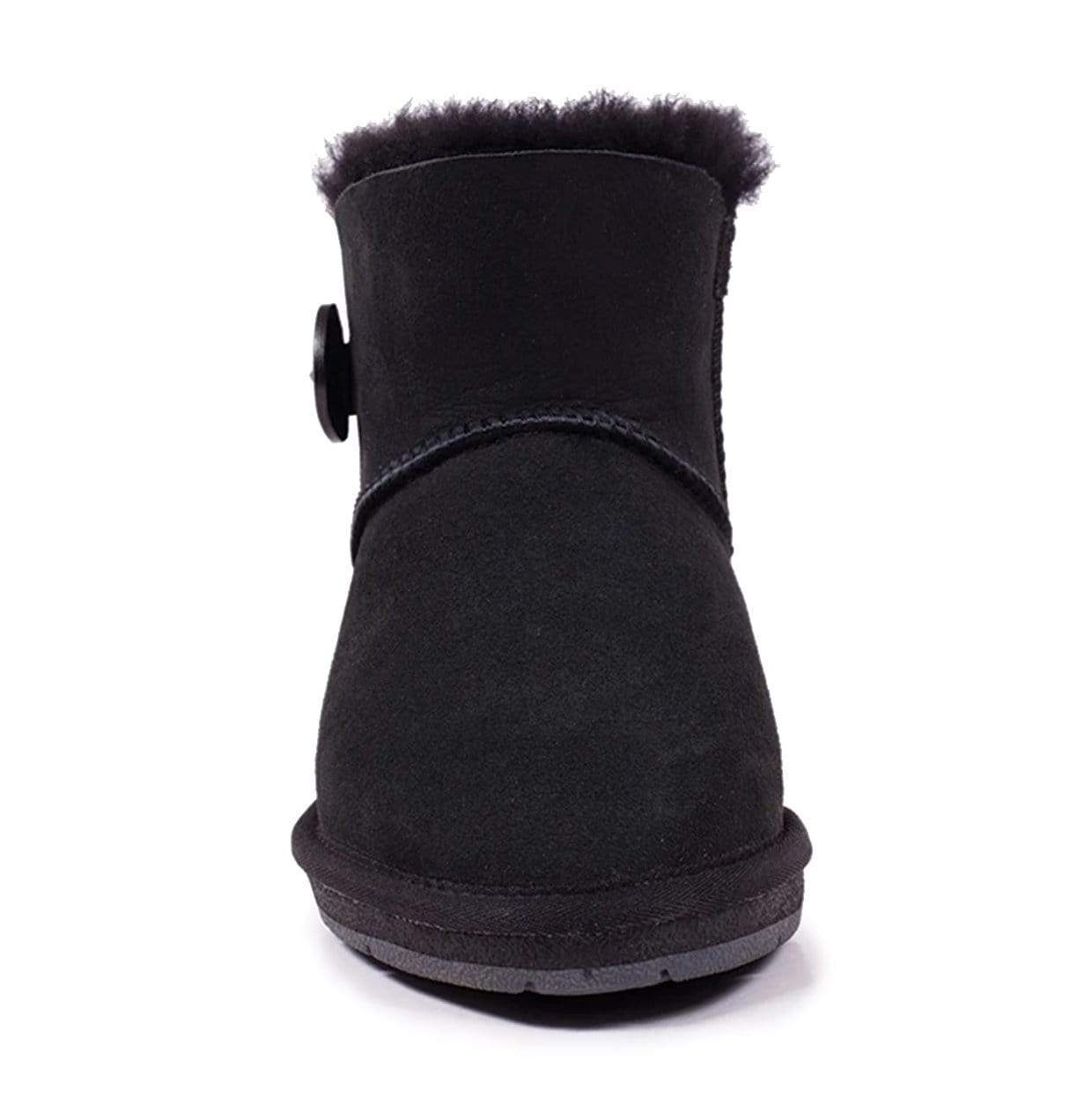 A pair of Auzland Premium Mini Button UGG Boots for women featuring classic design, sheepskin exterior, and button accents.