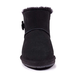 A pair of Auzland Premium Mini Button UGG Boots for women featuring classic design, sheepskin exterior, and button accents.