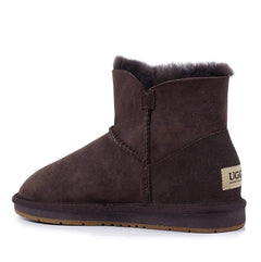 Auzland Premium Mini Button UGG Boots for women, classic sheepskin-lined shoes with button accents, in a cosy, stylish design.