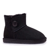 Black Auzland Mini Button UGG Boots for women and men featuring classic design and button details, perfect for casual winter wear.