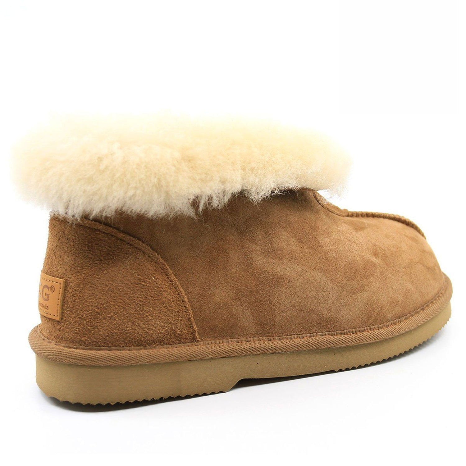 Auzland Premium UGG ankle slippers for women, Australian-made, with soft fabric and cosy design, perfect for indoor comfort.