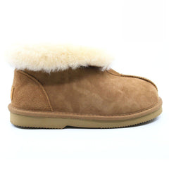 A pair of UGG premium ankle slippers by Auzland in chestnut, showing cosy Australian-made women's and men's slip-on shoes.