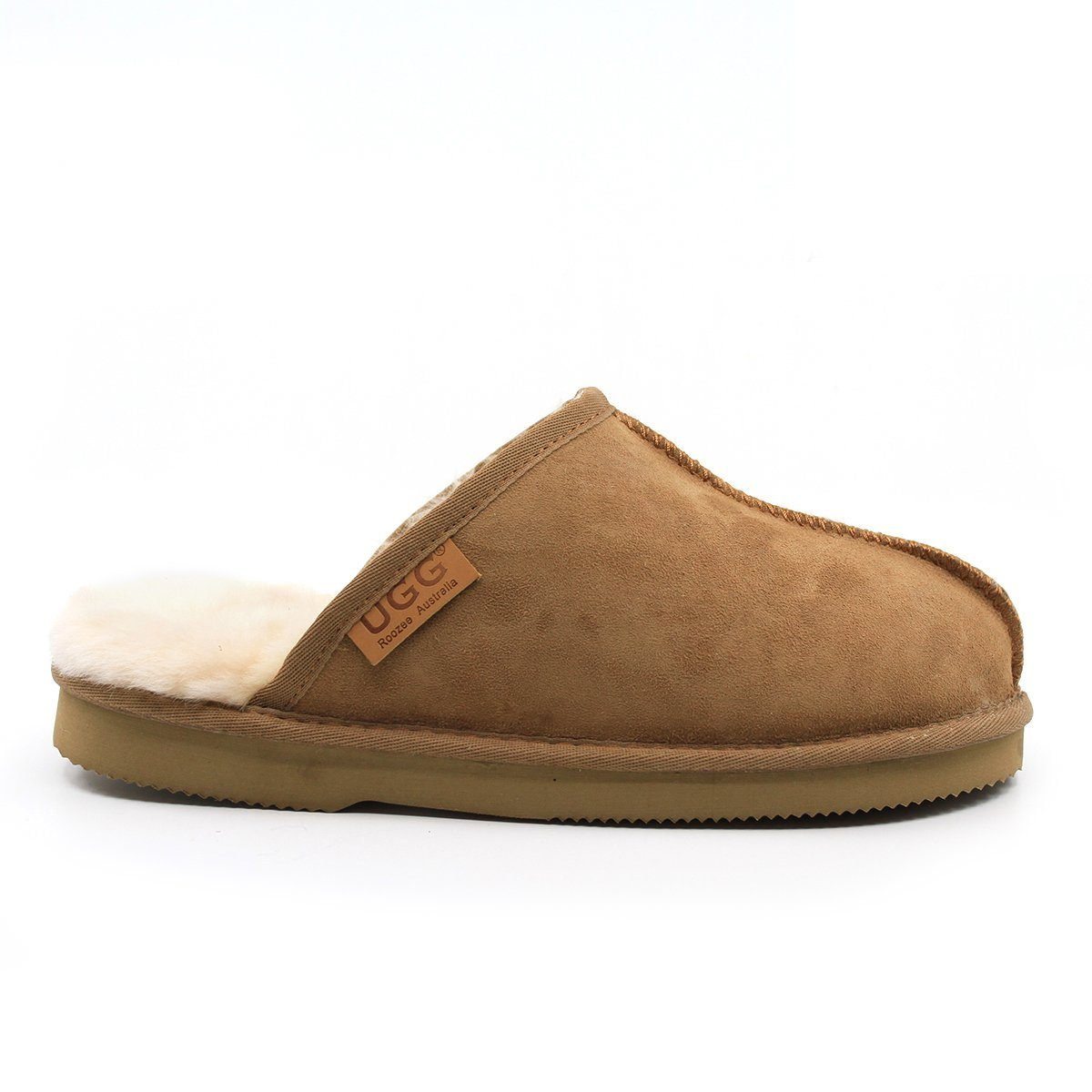 Australian-made UGG men's premium slip-on slippers by Auzland, featuring soft interior and comfortable slip-on design.