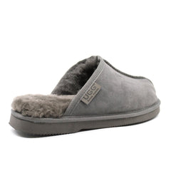 A pair of UGG Premium Men Scuff Slippers by Auzland, Australian-made, featuring soft suede uppers and cosy interior for comfort.