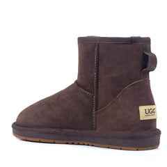 Auzland Premium Mini Classic UGG Boots for women, cosy sheepskin-lined shoes, in tan with a flat sole and ankle height.
