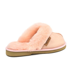 Auzland premium women's UGG slippers in roozee color with soft sheepskin lining, Australian-made slip-on slippers for comfort.