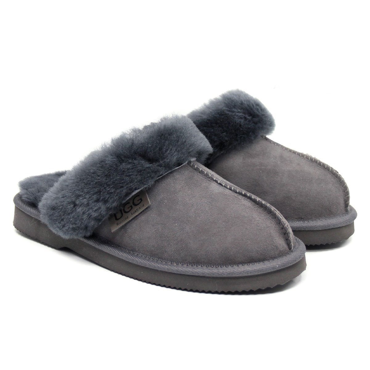 Auzland premium women's UGG slippers in roozee color, Australian-made cosy slip-on footwear with plush interior and suede exterior.