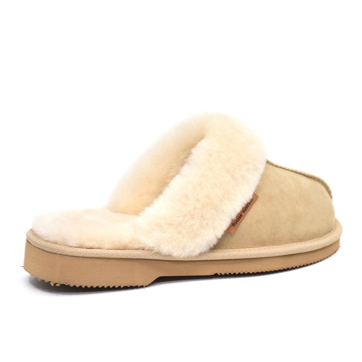 Australian-made UGG slipper for women by Auzland, featuring soft, plush scuff design in roozee color, ideal for cosy indoor wear.