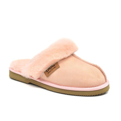 Auzland Premium Women UGG Scuff Slippers in roozee color, Australian-made cosy slippers with soft sheepskin lining and slip-on design.