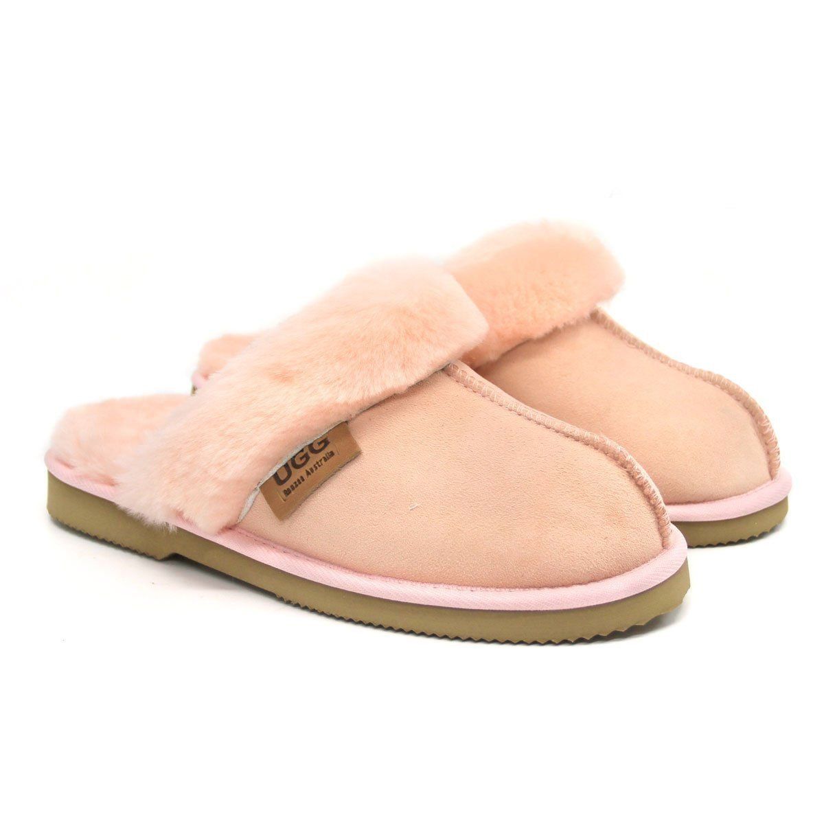 Auzland premium women UGG slippers in roozee color, Australian-made, featuring soft sheepskin and cosy slip-on design.