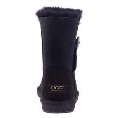 Auzland UGG Premium Short 1-Button Classic Boots for women, featuring soft suede exterior and cosy shearling lining.