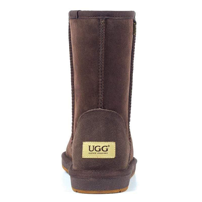 A pair of Auzland premium short classic UGG boots for women, featuring soft sheepskin lining and a casual ankle-height design.