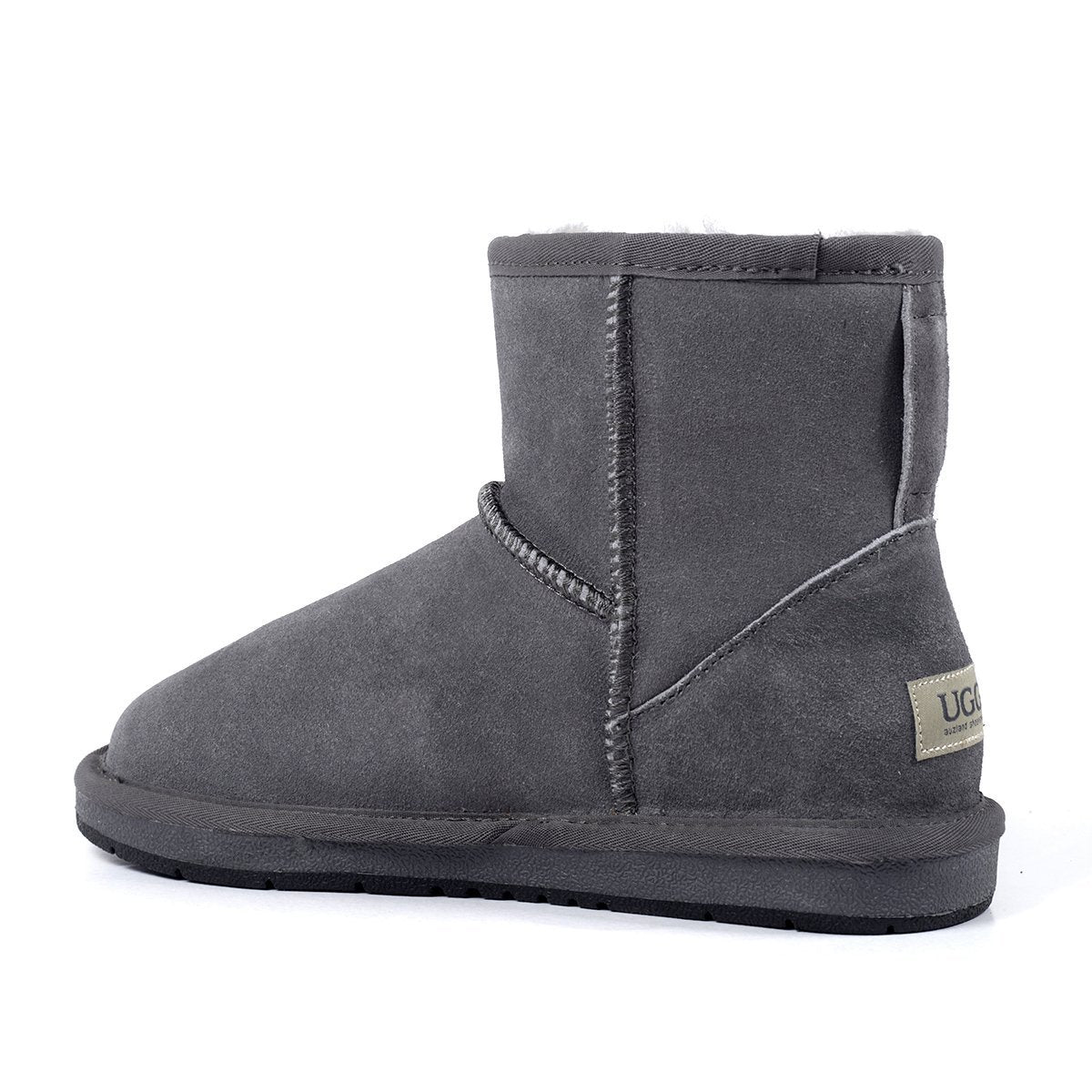 A pair of Auzland premium suede mini classic UGG boots for women, featuring soft suede material and cosy interior lining.