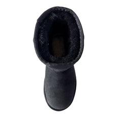 A pair of Auzland premium suede mini classic UGG boots for women, showcasing their soft suede material and stylish ankle height.