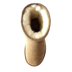 A pair of Auzland premium suede mini classic UGG boots for women, featuring soft suede material and cosy interior.
