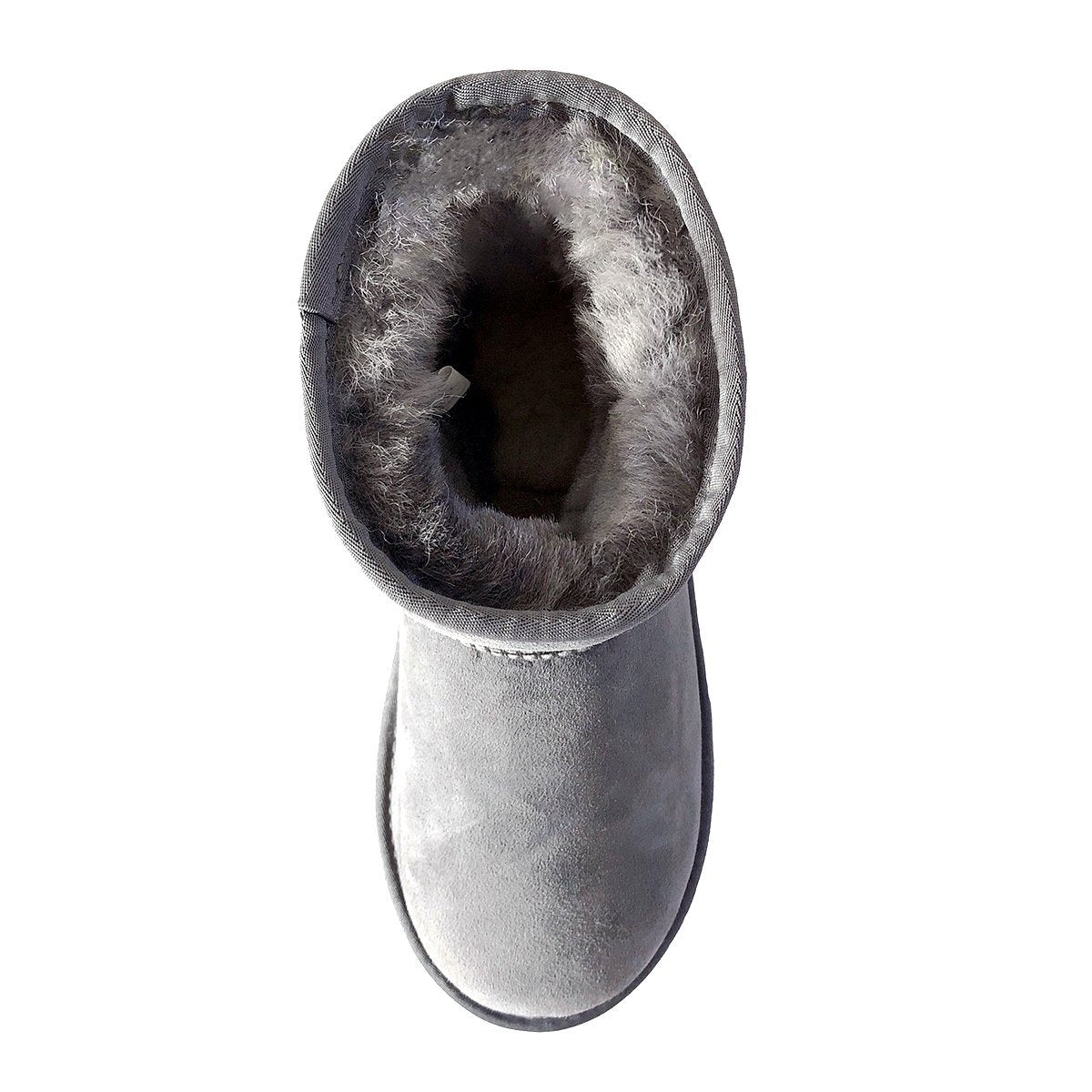 A pair of Auzland premium suede mini classic UGG boots for women with cosy shearling lining and stylish ankle-high design.