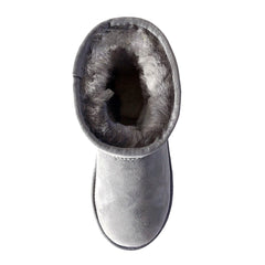 A pair of Auzland premium suede mini classic UGG boots for women with cosy shearling lining and stylish ankle-high design.