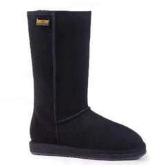 A pair of black Auzland premium tall classic UGG boots for women, featuring a cosy sheepskin interior and smooth leather exterior.