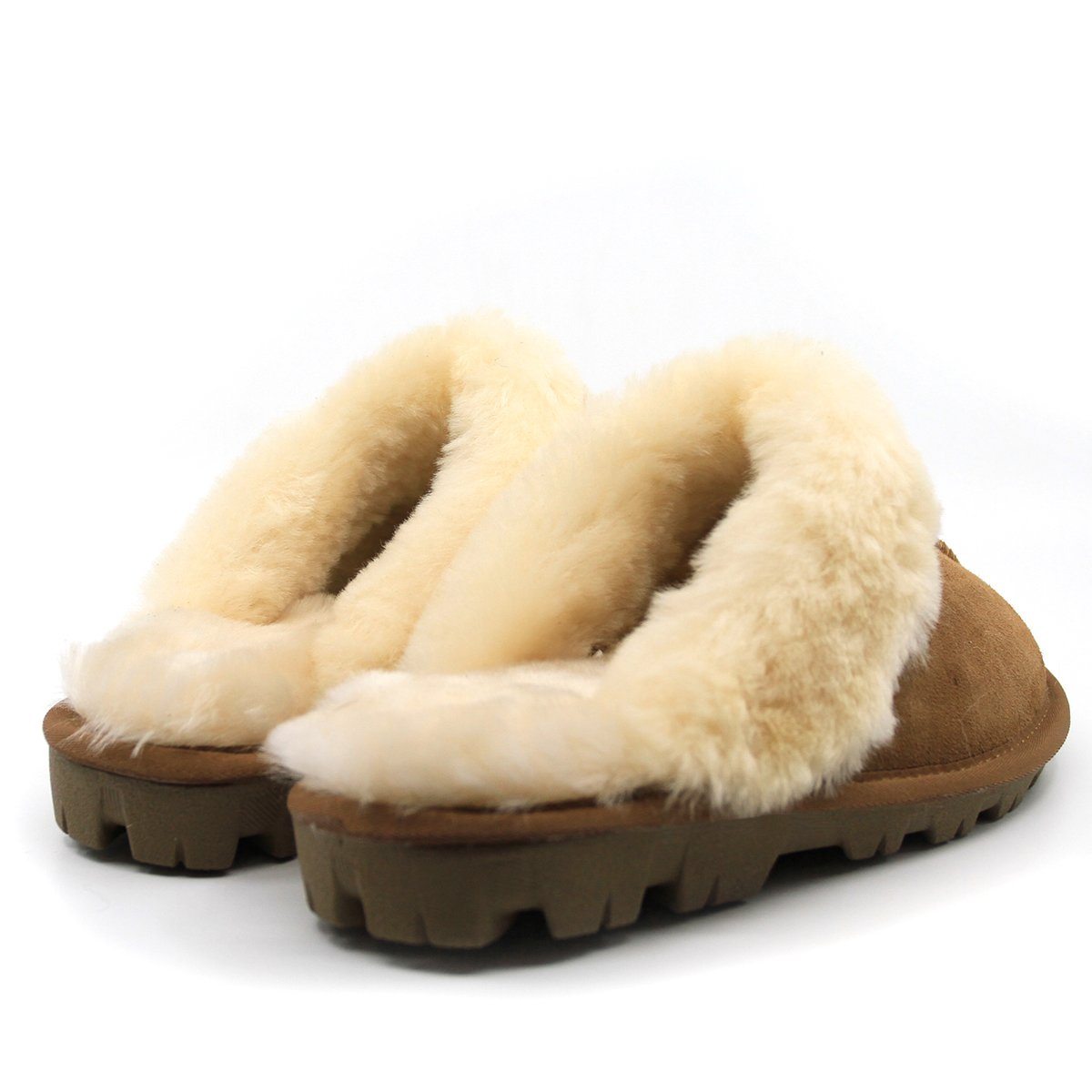 Auzland UGG Scuff Slippers for women featuring plush interior, slip-on design, and soft suede exterior.