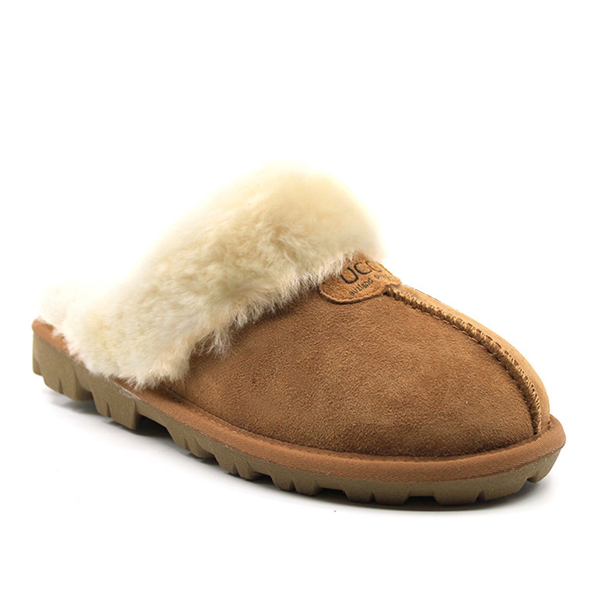 Auzland UGG Scuff Slippers for women with cosy fleece lining and soft suede exterior, featuring a classic slip-on design.