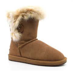 Auzland short button fur UGG boots for women featuring a cosy fur lining and stylish button details on a casual footwear style.