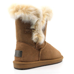 Auzland short button fur UGG boots for women featuring a stylish design with button accents and plush fur lining.