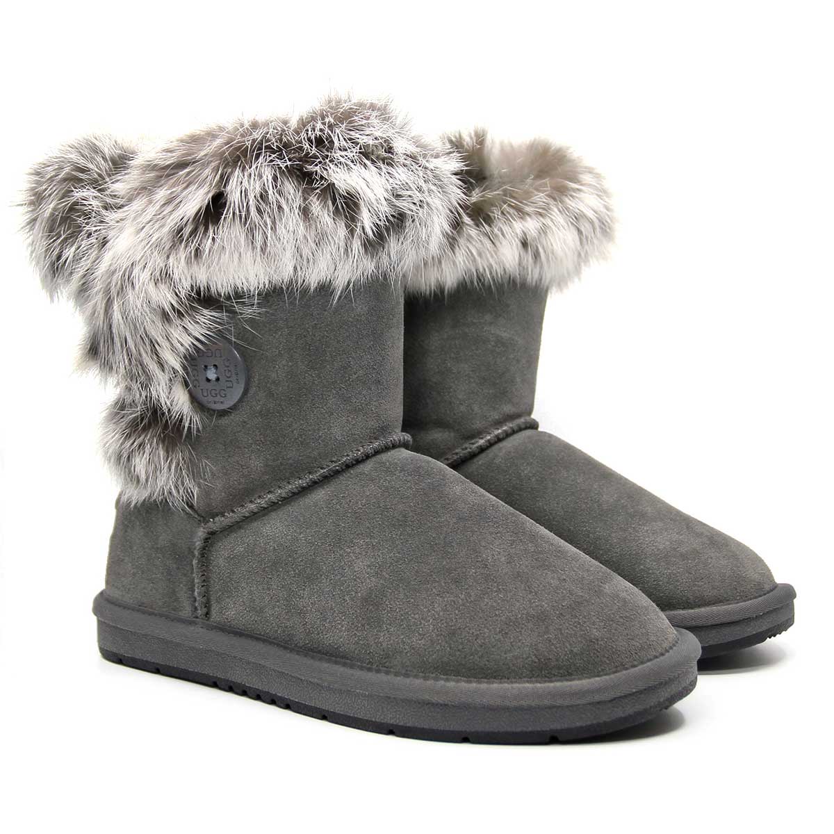 Auzland short button fur UGG boots for women featuring a cosy fur lining and stylish button details, perfect for winter wear.