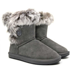 Auzland short button fur UGG boots for women featuring a cosy fur lining and stylish button details, perfect for winter wear.