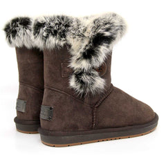 Auzland short button fur UGG boots for women, featuring button accents and cosy fur lining, stylish footwear for cold weather.