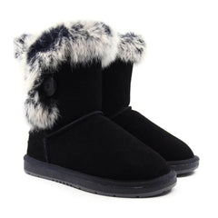 Auzland short button fur UGG boots for women with button details and plush fur lining, stylish and cosy footwear.