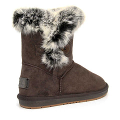 Auzland women's short button fur UGG boots with cosy fur lining and button details, stylish footwear for cold weather.