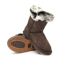 Auzland short button fur UGG boots for women featuring a stylish button detail and plush fur lining, perfect for cold weather.