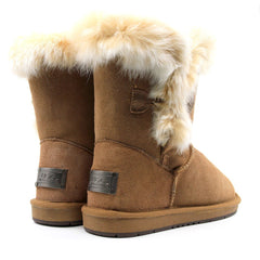 Auzland short button fur UGG boots for women with button details and plush fur lining, stylish and cosy footwear.