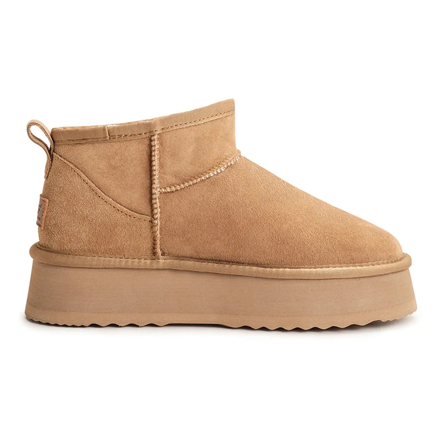 Black Ultra Mini Platform UGG Boots by Auzland featuring a sleek, compact design with a sturdy sole and cosy fur lining.