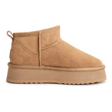 Black Ultra Mini Platform UGG Boots by Auzland featuring a sleek, compact design with a sturdy sole and cosy fur lining.