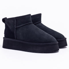 Black Ultra Mini Platform UGG Boots by Auzland featuring a sleek design and thick platform sole.