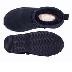 Black Ultra Mini Platform UGG Boots by Auzland featuring a sleek design and plush interior for stylish comfort.